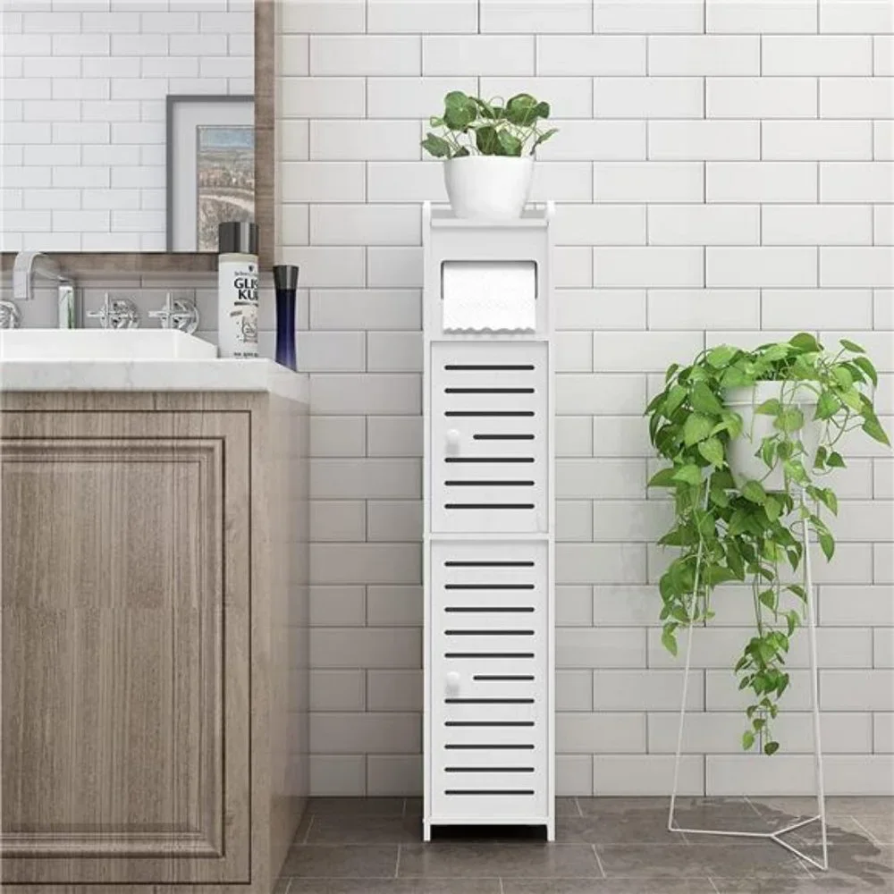 Bathroom Storage Cabinet w/ 2 Doors and 2 Shelves, W5.9 x D6.2 x H31.5, 4 Tier